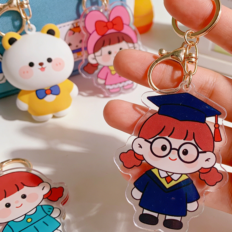 Custom Acrylic Keychain Personalized Cartoon Design Keyring Lightweight ...