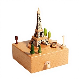 イーユー トップセラー 彫刻入り木製八音カスタムメイドオルゴール 30秒再生時間 美しい動物装飾 手動式 - Product Image 3