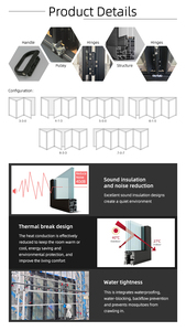Factory Insulated <strong>Aluminum</strong> <strong>Window</strong> and <strong>Aluminum</strong> Door Sliding Bifold Folding Glass Patio Door - Product Image 4