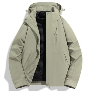 เสื้อแจ็คเก็ตกันลมแบบยูนิเซ็กซ์พร้อมซับในสำหรับฤดูหนาว ชุดทำงานกลางแจ้ง สีพื้นตัดกัน สีดำขาว - Product Image 2