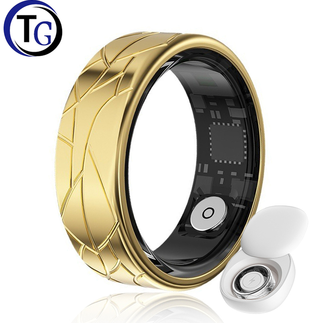 Smart Ring Health Monitoring Fitness Tracking App Control IP68 Waterproof Sleep Heart Rate Monitor Stainless Steel Android IOS