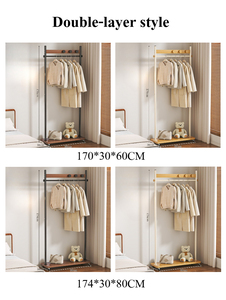 ราวตากผ้าโลหะแบบสองเสา สำหรับ<span class=keywords><strong>แขวน</strong></span>เสื้อโค้ทและ<span class=keywords><strong>หมวก</strong></span> ชั้นวางของอเนกประสงค์สำหรับจัดเก็บเสื้อผ้าและรองเท้าในบ้าน - Product Image 3