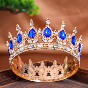 Corona <span class=keywords><strong>de</strong></span> Tiara Grande <span class=keywords><strong>de</strong></span> Estilo Barroco con Cristales <span class=keywords><strong>de</strong></span> Imitación y Baño <span class=keywords><strong>de</strong></span> Oro Rosa para Bodas y Concursos <span class=keywords><strong>de</strong></span> Belleza - Product Image 2