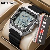 SANDA 6307 Jam Tangan Elektronik Pria Baru Digital Multifungsi Lampu Malam Timer Kalender Olahraga Luar Ruangan Tahan Air untuk Pelajar Reloj