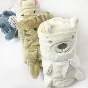 Siêu Dễ Thương Trẻ Em Yêu Thích Gấu Animal Plush Đồ Chơi Tùy Chỉnh Flannel Fleece Chăn Cho Ngủ