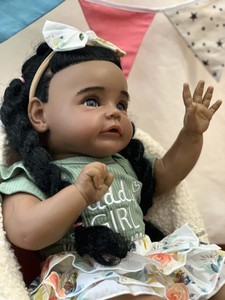 ตุ๊กตา Reborn ซิลิโคนสีดำแบบสมจริงเต็มตัวทำจากไวนิลแบบพิมพ์ขนาดเล็กสำหรับเด็กผู้หญิง - Product Image 2