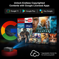 Proyector de Cine en Casa con Android 11 y Google TV OEM A8K, con Consola de Juegos, Portátil, Auto HD