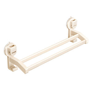 ราวแขวนผ้าขนหนูคู่แบบติดผนังสีขาวขุ่นพร้อมตะขอและชั้นวางของสำหรับห้องน้ำ - Product Image 3