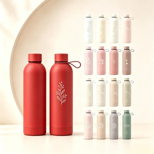 Custom Classic Line Art Pattern Laser Engraved Stainless Steel Carry Strap Leakproof <b>Reusable</b> Vacuum Thermal Flask Handle <b>Lid</b> - Product Image 1