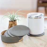 Ensemble de sous-verres ronds en similicuir gravables au laser avec gravure de logo personnalisé, sous-verres en cuir PU pour bar, café, vente en gros