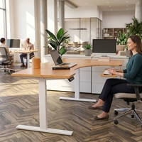 Cadre de bureau électrique réglable en hauteur en bambou avec plateau en bambou – Bureau électrique réglable en hauteur éco-responsable