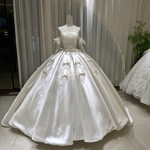 Lsoy031 Modern Ball Gown Princess Spandex/Polyester <b>Wedding</b> Dresses off the Shoulder Bow Chapel Train Bridal Gowns for - Product Image 1