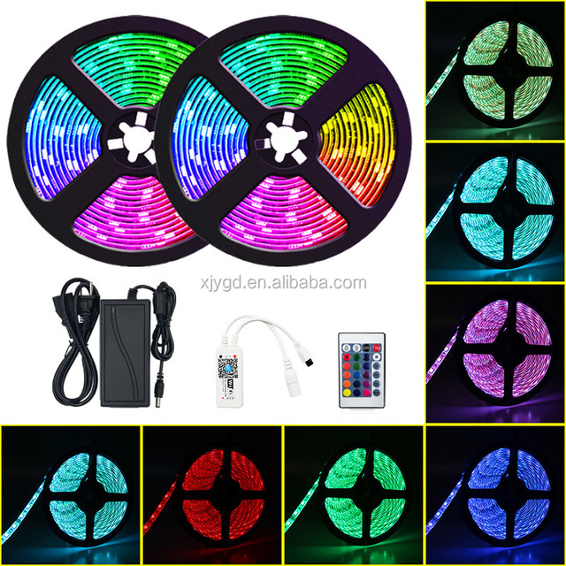 Smart Rgb Led Strip 2835 5050 12V Alexa Led Tape Wifi Led Lights Controller Waterproof Outdoor Large Power Christmas Lights 5M
