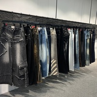 Pantalones Vaqueros Cuadrados de Mezclilla para Mujer, Usados, de Alta Calidad, de Pierna Ancha, para Verano, en Fardos, Tallas Variadas, MOQ Bajo, Segunda Mano, Limpios