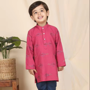 Kurta rose brodé pour garçons, kurta ethnique traditionnel pour enfants, kurta élégante pour les occasions festives, pour les fêtes, les mariages et les festivals - Product Image 1