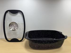 आधुनिक डिजाइन डाई कास्ट एल्यूमीनियम कुकवेयर रोस्टर मछली पैन के साथ ग्लास ढक्कन फैक्टरी मूल्य धातु बर्तन पकाने के लिए धातु बर्तन - Product Image 6