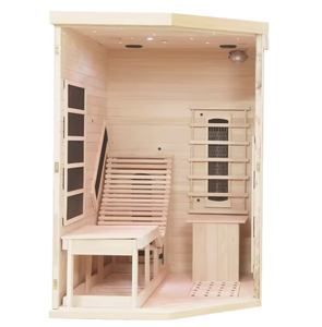 Sauna infrarouge lointain carré robuste pour 2 personnes, idéal pour la récupération musculaire, prix usine, sauna en bois massif avec banc - Product Image 3