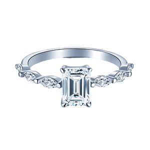 Bague de mariage en argent sterling avec pierre principale en moissanite marquise 1,0 ct D VVS1 pour bijoux intelligents - Product Image 1