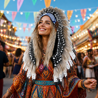 Coiffe en plumes d'inspiration indienne, faite à la main, entièrement en plumes, pour carnaval, fête, cosplay, performance