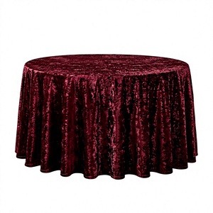 Wholesale Round Velvet <b>Tablecloth</b> Texture Finish Range Crushed Premium Matte for Hotel Banquet Rental - Product Image 1