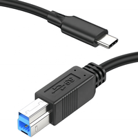Kabel Printer Tipe C 3.0 ke USB 3.0 Tipe B Berlapis Foil+Dikepang Terlindungi untuk HDD Printer USB 3.0 Scanner