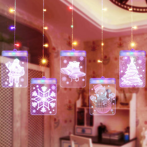 <strong>Window</strong> Garden Yard Decor 3D Christmas Santa Claus Snowman <strong>Snowflake</strong> Hanging String <strong>Light</strong> - Product Image 4