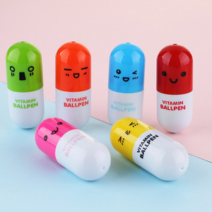 Vente en gros de stylos à bille créatifs en forme de pilule stylo à bille personnalisé Capsule rétractable avec visage souriant de dessin animé - Product Image 3