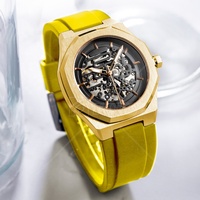 Fabricant de montres automatiques squelette classiques en silicone noir transparent avec logo personnalisé