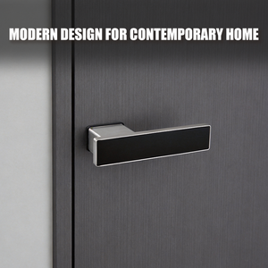 Tianyi Matte Black Satin Silver Door Handle Lever Lock <b>Square</b> Flat Bar Modern Interior Bedroom Wooden Hardware Set - Product Image 2