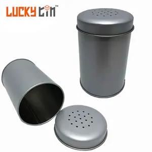 Fábrica Personalizada Cilíndrico Recipiente De Estanho Pequenos Furos Tin Can Embalagem Tempero Sal Açúcar Spice Tin Can