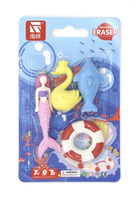 Gomme effaçable détachable en TPR motif sirène de dessin animé, animal marin mignon, puzzle, fournitures scolaires, cadeau pour enfants