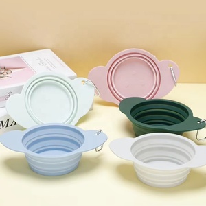 Hot-selling <b>Food</b> Grade Silicone Waterproof Leak-Proof <b>Pet</b> Folding Bowl Mountaineering Buckle Foldable Travel Feeding Bowl for - Product Image 4