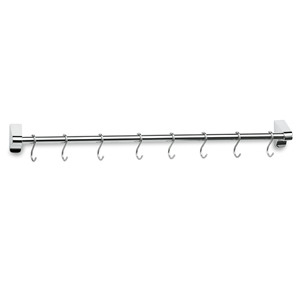 Appendiabiti a barra con 8 ganci, finitura cromata, montaggio a parete per uso in bagno - Product Image 1