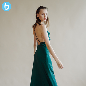 Alta calidad camisa azul señora elegante hasta el suelo sin mangas Casual delantal vestidos para mujer - Product Image 5