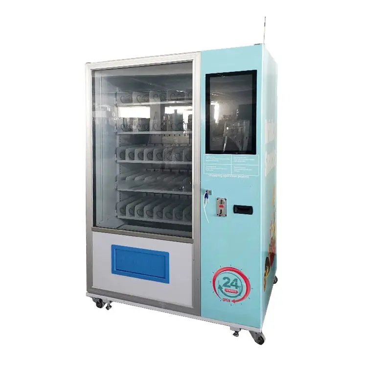 Vente chaude Personnalisé Wrap Automatique Boissons Snacks Distributeur Automatique Avec Fonction Réfrigérateur