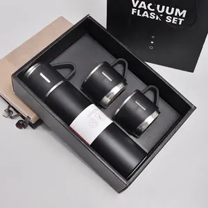 500ml garrafa térmica de aço inoxidável caneca presente conjunto, com dois copos extras