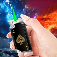 Briquet torche à gaz rechargeable multifonction écologique en métal à flamme bleue coupe-vent pour cartes et cigarettes