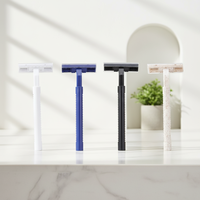 En stock, rasoirs jetables en gros, emballés individuellement, lames doubles en acier inoxydable avec manche en plastique