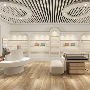 Cao cấp tùy chỉnh-thực hiện kệ trưng bày cho giày da hàng hóa túi quần áo cửa hàng đảo tủ công ty <span class=keywords><strong>showroom</strong></span> tủ đèn - Product Image 3