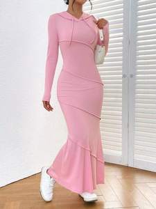 2026 New European and American Women's Slim Fit Bag Hip Hooded <b>Long</b> Sleeved Fishtail <b>Skirt</b> Casual Temperament Dress - Product Image 6