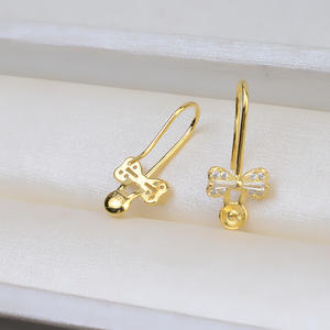 Boucles d'oreilles en argent S925 avec nœud et perle, accessoires de bricolage, support vide 1007, produit semi-fini, design simple - Product Image 4