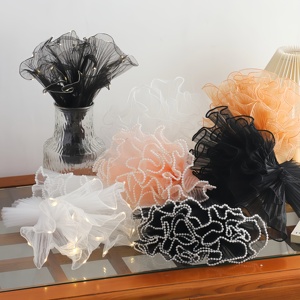 Envoltura de Flores con Decoración de Perlas, Envoltura de Hilo Ondulado Floral de Lujo para Ramos, Volantes para Envolver Regalos, Manualidades y Empaque de Pasteles - Product Image 1