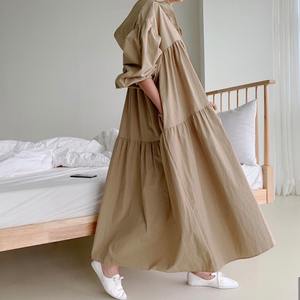 ブティック卸売 韓国風ファッション 無地 コットン ワイルド 長袖 フード付き 2026年春の新作 レディースワンピース - Product Image 1