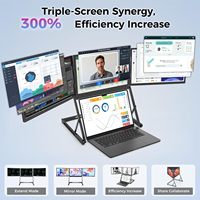 Laptop-Bildschirmerweiterung 14 Zoll IPS Tragbarer Faltbarer Dreifach-Monitor Laptop-Monitorerweiterung HDMI/USB-C Plug & Play für Windows Mac