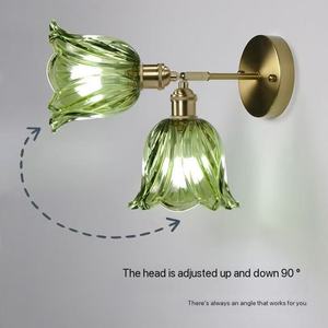 Retro Floral Glass Wall Lamp Modern Simple Bedroom Study Bedside Lamp LED Mirror Headlight Nordic <b>RGB</b> Wall Lamp - Product Image 4