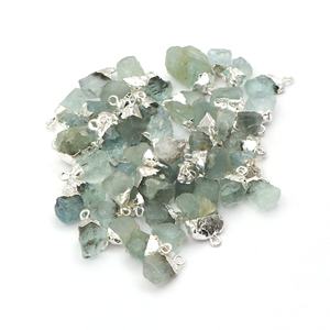 Résultats de bijoux argent électroplaqué naturel brut aigue-marine connecteur fabrication de pierres précieuses bracelet breloques fournisseur en gros - Product Image 2