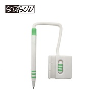 Stylo de bureau sécurisé avec base adhésive et chaîne spirale, stylo bille pour comptoirs bancaires et de réception, stylo de table durable et antidérapant