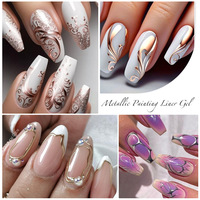 Ensemble professionnel de pinceaux et de colle pour gel UV pour ongles - Ligne métallique haute densité non toxique
