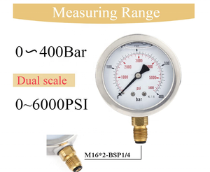 스테인레스 스틸 충격 방지 압력 게이지 공기 압력 게이지 펌프 밸브 계기 수압 유압 - Product Image 6