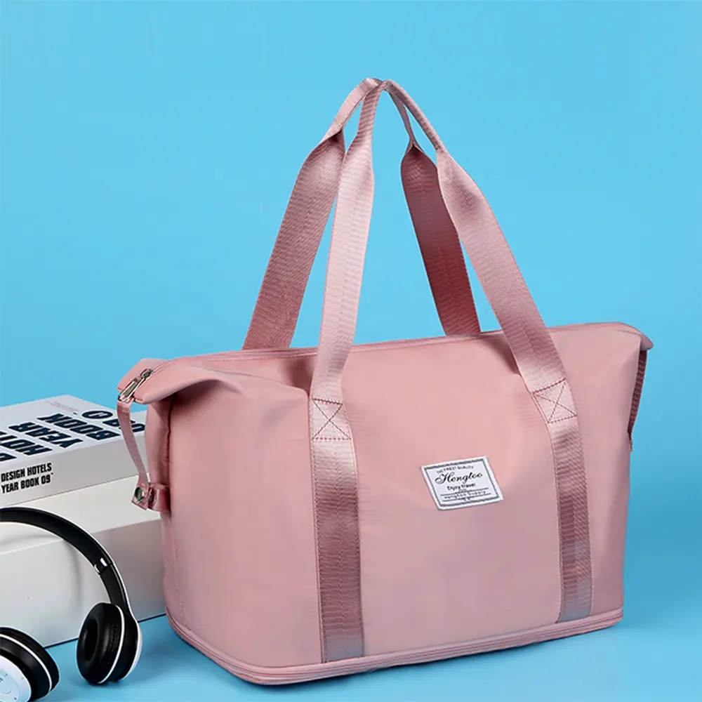 BSCI ISO LVMH factory eco-friendly sport bag with shoe compartment custom duffle bags for men women pink gym bag